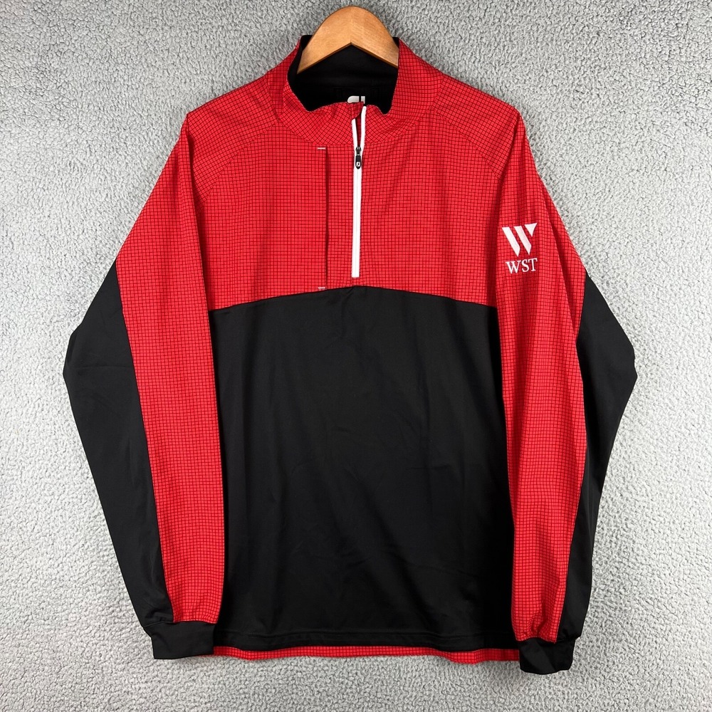 FootJoy Hyperflex Windbreaker 1/4 Zip Pullover Golf‎ Mens XL Black Red WST